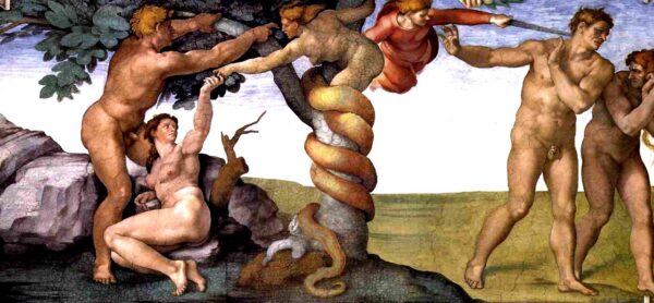 Pecato ed espulsione dal paradiso. Dipinto della Cappella Sistina a Roma – Michelangelo Michelangelo 2024-11-21