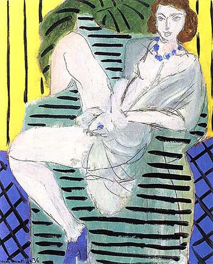 Donna in poltrona su sfondo blu e giallo – Matisse Henri Matisse 2024-09-19