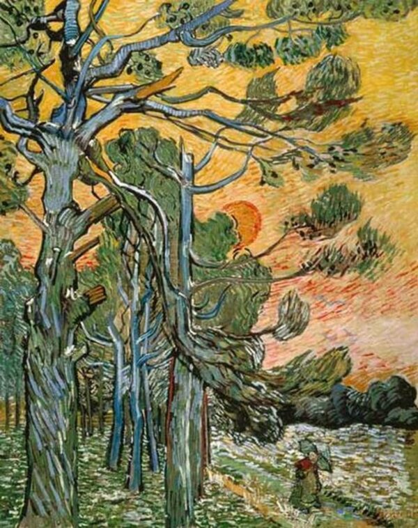 Pins sotto il sole al tramonto e il personaggio femminile – Van Gogh Vincent Van Gogh 2024-11-21