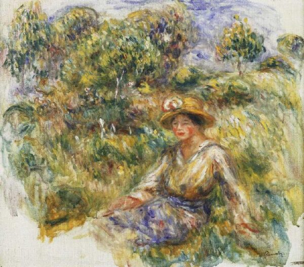 Donna con un cappello blu su un prato (Donna in blu con cappello seduta sull’erba) – Pierre-Auguste Renoir Pierre-Auguste Renoir 2024-11-21