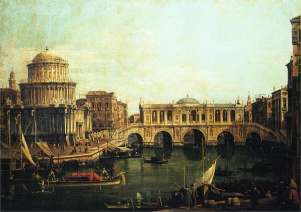 Capriccio del Grand Canal con un ponte immaginario del Rialto e altri edifici – Giovanni Antonio Canal Canaletto 2024-11-14