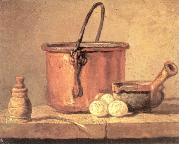 Natura morta di utensili da cucina, pentola, casseruola e uova – Jean Siméon Chardin Jean Baptiste Simeon Chardin 2025-01-22