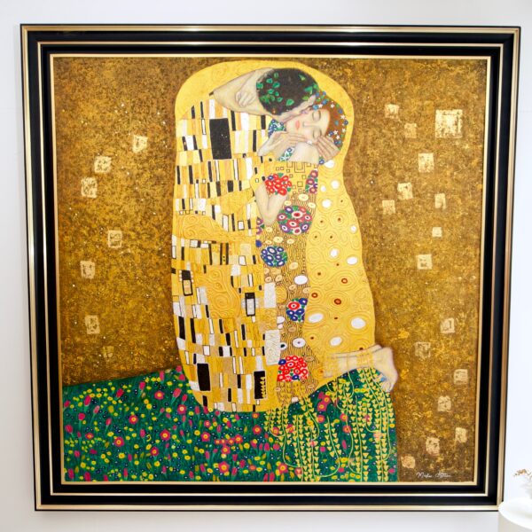 Il Bacio – Un Capolavoro Rielaborato di Gustav Klimt dal Maestro Apollon | 200 x 200 cm Copia di arte 2025-01-22 12