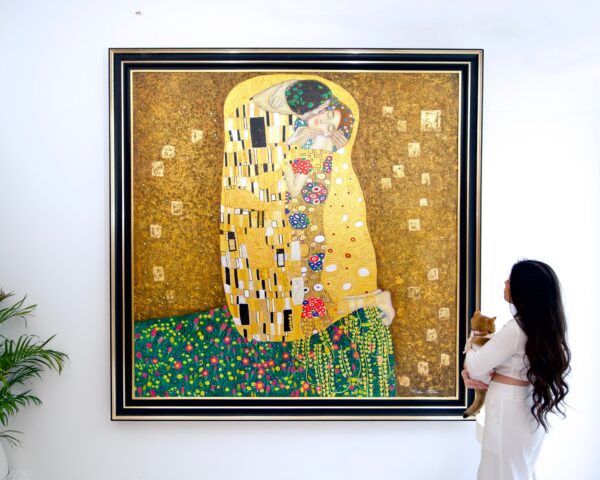 Il Bacio – Un Capolavoro Rielaborato di Gustav Klimt dal Maestro Apollon | 200 x 200 cm Copia di arte 2025-02-01