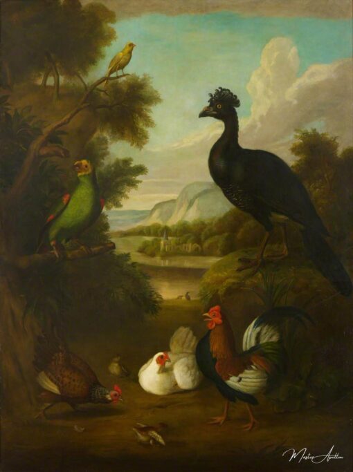 Canarini, pappagallo verde e altri uccelli in un paesaggio – Tobias Stranover Tobias Stranover 2025-05-28