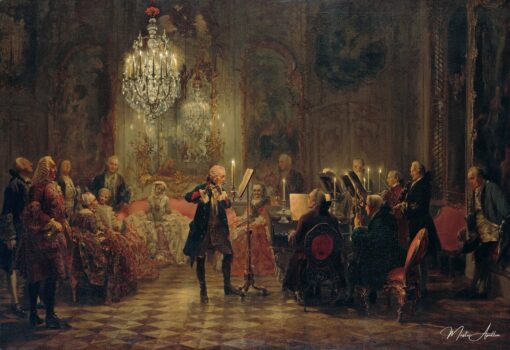 Frédéric II di Prussia che suona il flauto nel palazzo di Sanssouci – Adolph von Menzel Adolph von Menzel 2025-06-01