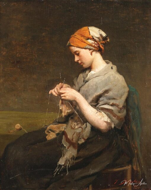Giovane ragazza che lavora a maglia (versione 2) – Jules Breton Jules Breton 2025-05-19