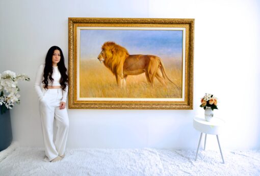 Leone nella savana | 150 x 100 cm Pittura Originale in Vendita 2025-04-28 12