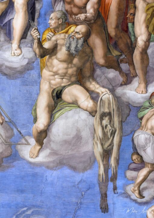 Plafond della cappella Sistina: Il Giudizio Universale, dettaglio di San Bartolomeo che tiene la sua pelle scorticata – Michelangelo Michelangelo 2025-05-16