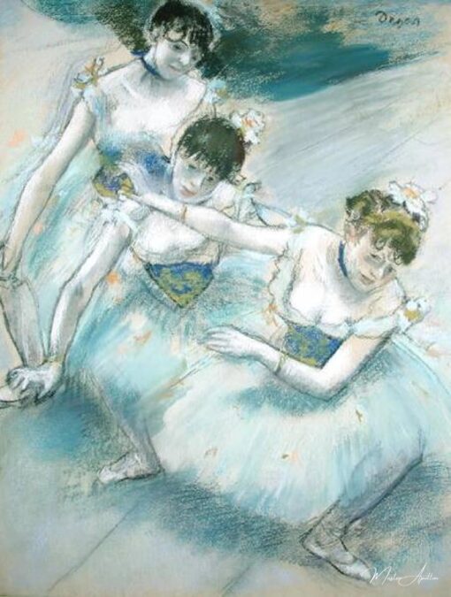 Tre ballerini in linea diagonale sulla scena – Edgar Degas Edgar Degas 2025-05-01